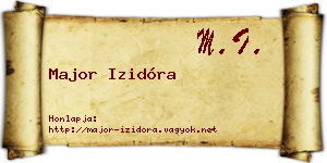 Major Izidóra névjegykártya
